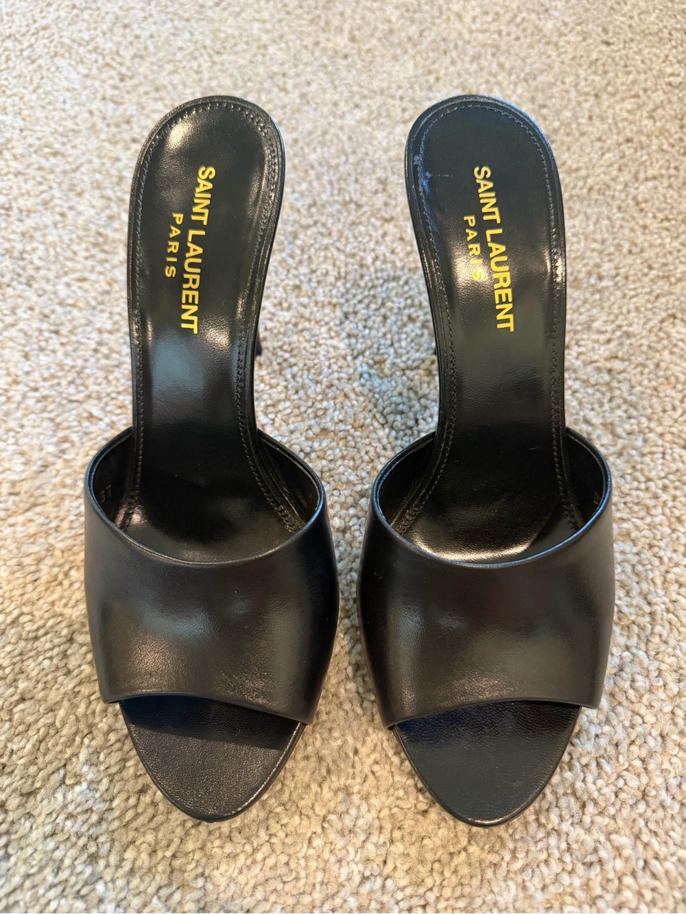 Saint Laurent Black Leather Slide Heels